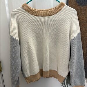 Cyrus Tan, Cream and Gray Colorblock Sweater S